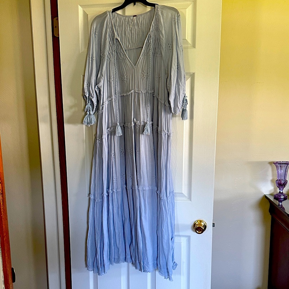 Free People Sky Blue Tassel Maxi Dress